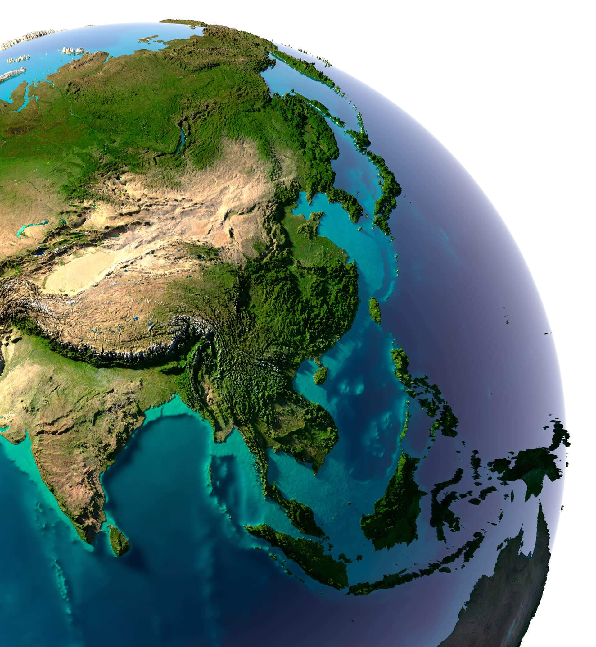 Detailed Topography Map of Asia